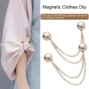 Pince à vêtements magnétique multifonction avec chaîne, boutons métalliques, écharpe pour vêtements, jambes de pantalon, fixation de manchette, broche magnétique