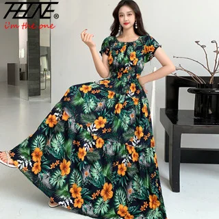 Longue Robe Maxi femmes vêtements printemps été bohème vacances plage Style coréen Floral Vintage mince robes Robe robes Boho