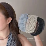 Bandeau large en tricot ajouré respirant-2020, bandeau d&rsquo;été à effet couronne haute pour tenue de douche/soin de la peau et de regroupement de cheveux