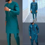 Costumes d&rsquo;été traditionnels élégants pour hommes africains, tenue Dashiki 2 pièces chemise et pantalon, ensemble complet de vêtements de styliste, Costume de marque Abaya