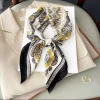 foulard carré imprimé de luxe pour femmes, bandeaux de cheveux hijab, foulard de la présidence, châle en satin féminin, ruban de sauna, bandana à la mode