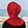 hijab turc prêt à porter avec fermeture à pression foulard musulman bonnet col uni châles de tête turban pour femme chapeau islam sous casquette