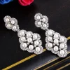 boucles d'oreilles pendantes en perles, bijoux de mariage esthétiques pour dames avec zircone brillante, accessoires magnifiques et gracieux