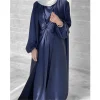 robe hijab musulmane eid satin abayas 3 pièces ensembles assortis femmes ouvert turquie robe arabe caftan kimono femme jalabiya robes robe