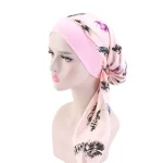 Simple pour les femmes écharpe bandeau femmes chapeau bonnet de nuit Hijab élastique bandeau de cheveux Turban casquette soyeux Bonnet foulard