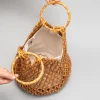 sac à main tissé en perles de bois fait à la main, sac seau creux vintage à double poignée en bambou d'été, pochette de transport de grande capacité pour femmes