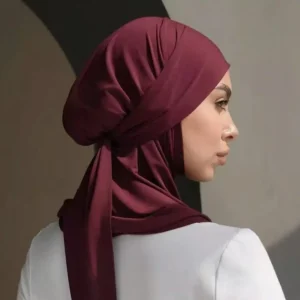 Le plus récent Hijab instantané avec pansement couleur unie femme musulman Hijab islamique Turban couverture complète bandeau femme bandeau châle