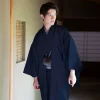 robe formelle traditionnelle japonaise pour hommes, kimono haba tissé, vêtement formel pour hommes avec ceinture en corne, robe longue
