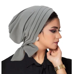 Muslim Women Stretch Turban Hijab Underscarf Cancer Chemo Caps Hat Head Scarves Pre-Tied Pleated Scarf Sleep Hair Cover