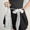 Ceinture longue en dentelle pour femmes, élégante, avec nœud, chaîne, pompon en perles, décoration, chaîne nouée, robe à nouer, ceinture en jean