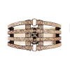 ceinture extensible dorée pour femmes, look élégant avec robe de soirée, couverture de taille, boucle à 4 rangées, ceinture creuse décorative