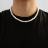 Collier ras du cou court perlé pour homme, blanc carillon, accessoires de cou, bijoux fantaisie, 2023
