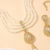 ensemble de perles algériennes pour femmes, boucles d'oreilles et collier, accessoires abaya pour ensembles de soirée de mariage, ensemble de bijoux pour dames