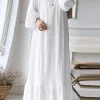 abaya robe musulmane vintage à ourlet à volants pour femmes, robes de soirée marocaines, caftan à lacets pour ramadan, islam, dubaï, robe longue arabe, eid, 2024