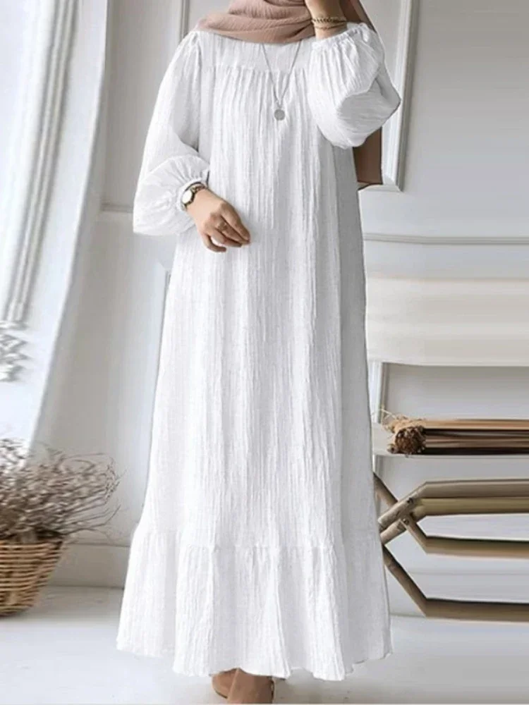abaya robe musulmane vintage à ourlet à volants pour femmes, robes de soirée marocaines, caftan à lacets pour ramadan, islam, dubaï, robe longue arabe, eid, 2024