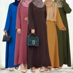 Plaine musulmane sous Robe femmes à manches longues Maxi robes Abaya Robe modeste Robe arabe dubaï caftan turc Ramadan Eid Abayas