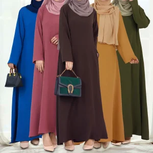 Plaine musulmane sous Robe femmes à manches longues Maxi robes Abaya Robe modeste Robe arabe dubaï caftan turc Ramadan Eid Abayas