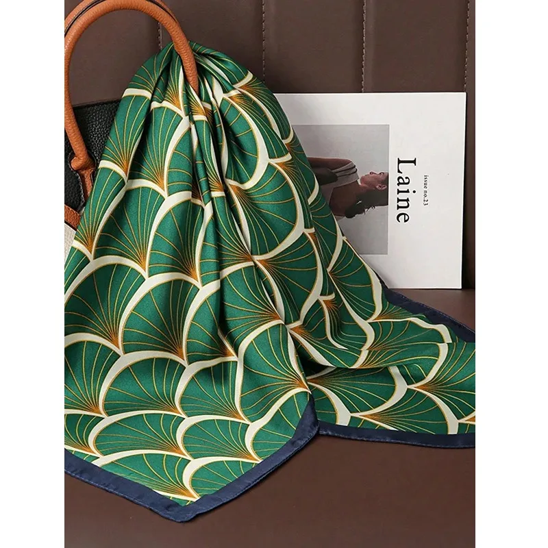 foulard carré en satin de soie imprimé de luxe pour femmes, châle hijab, ruban pour cheveux, bandeau enveloppant à la mode, bandana, nouveauté 2025