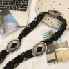 ceinture élégante de style ethnique, tissée, rétro, style bohème, corde de taille, pompon creux, chaîne de plage