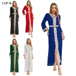 Femmes Abaya Robe classique à manches longues en vrac brodé islamique arabe musulman dubaï marocain Caftan caftan Robe de prière