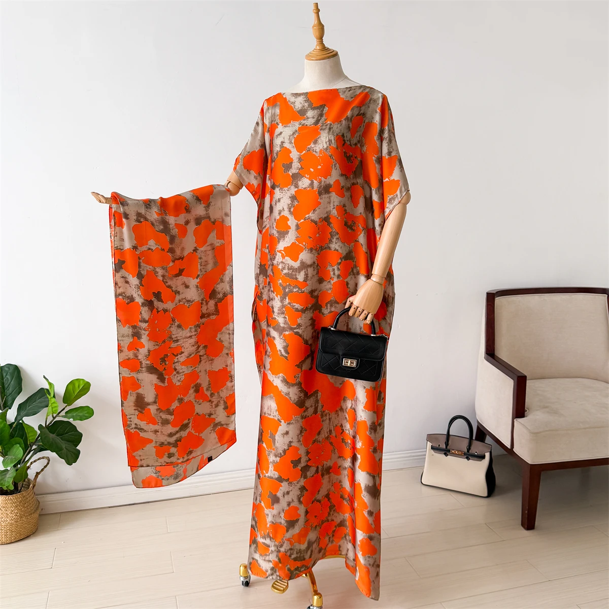 nouvelle mode robe d'été avec grande écharpe dubaï turquie caftan musulman ample abaya femmes africaines décontracté maxi paon châle robe