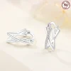 boucles d'oreilles simples entrelacées en argent sterling 925, boucles d'oreilles pour femmes de haute qualité, vêtements quotidiens élégants pour femmes, luxe parfait et