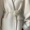 ceinture de taille en perles pour femmes, 1 pièce, nouveau style camélia, décorative, polyvalente, assortie, robe, manteau, veste, mode, ceinture élégante
