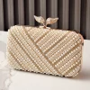 Pochette en perles pour femmes, sac à bandoulière brillant pour soirée, pochettes élégantes à rayures en cristal