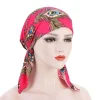 femmes musulmanes imprimer pré attaché hijab chimio casquette chapeaux intérieurs élastique cancer bonnets bandana perte de cheveux sous écharpe bandeau écharpe turban
