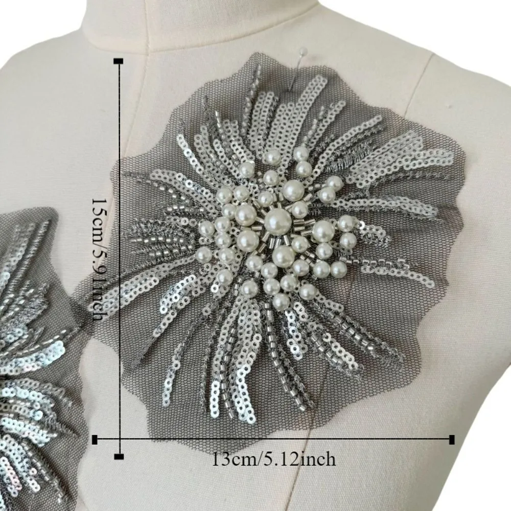 forme perles applique taille moyenne à la main perlée broderie applique délicate luxe vêtements applique robes de mariée