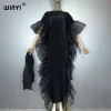 winyi couleur unie plissée élastique robe mince vêtements de plage caftan abaya dubaï robe de soirée de luxe robe de soirée abaya femme musulmane