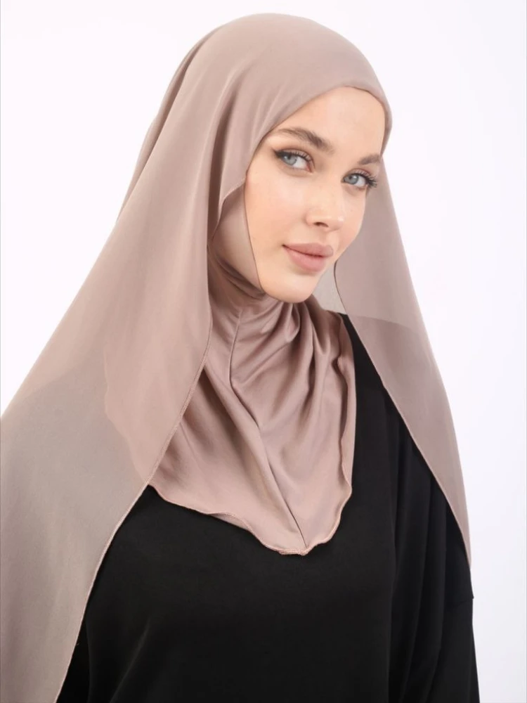 Bonnet intérieur à couverture complète avec écharpe en mousseline de soie, Hijab instantané, casquette islamique musulmane, couvre-chef, sous-écharpe, Bonnet en os Bonnet intérieur à couverture complète avec écharpe en mousseline de soie, Hijab instantané, casquette islamique musulmane, couvre-chef, sous-écharpe, Bonnet en os