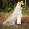 voile en dentelle avec peigne pour les patients de mariage, bord complet, blanc, ivoire, accessoires de mariage, mode simple, 3 mètres de long