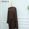 robe abaya modeste élégante de dubaï avec cape attachée eid pour femmes arabes, cardigan musulman, tenue de voyage islamique d'hiver, caftan turc
