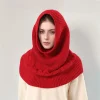 Écharpe tricotée à capuche polyvalente, casquette d'hiver, chauffe cou, col circulaire, couleur unie, châle à double usage, vêtements d'extérieur, décor
