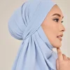 foulard hijab grande taille pour femme, avec rides en soie glacée, châle musulman, foulard long pour femme
