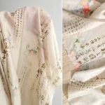 Jingzhou-Impression de calligraphie et embaude robe, trois beiges possèdent un motif de champ, un motif de pulvérisation directe, un tissu de créateur