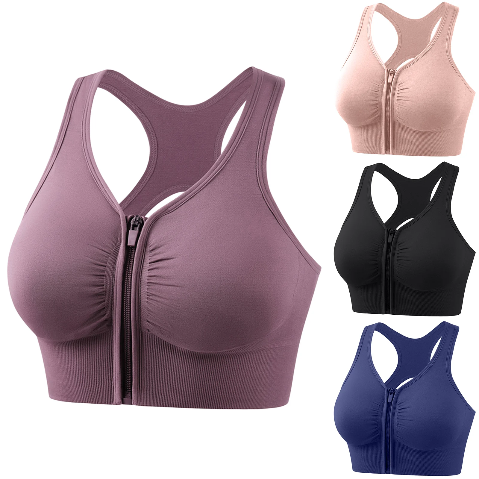 sous vêtements de sport respirants et confortables pour femmes, soutien gorge de course, yoga, fitness, beau dos, fermeture éclair sur le devant, soutien gorge de sport absorbant les chocs