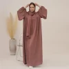 abaya robe longue musulmane unie pour femmes, manches ballon eid, robe islamique avec écharpe, robes africaines, dubaï, caftan de modestie turque