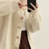 aossviao cardigan à col rond pour femme, couleur unie, simple boutonnage, collection automne hiver