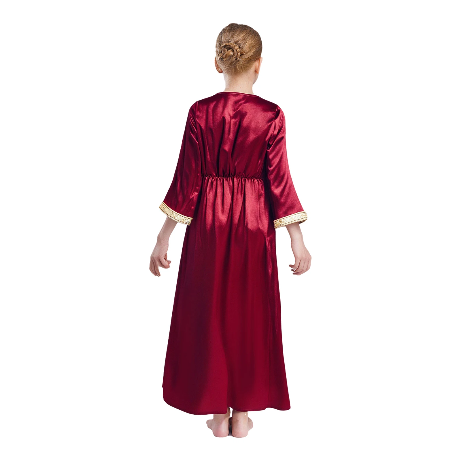 robes musulmanes abaya pour filles, manches 3/4, kaftan marocain abayas, robe maxi, jeu de rôle d'halloween, costume de mascarade de fête à thème