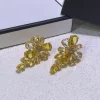 ensemble de bijoux fins luxueux en cristal de couleur jaune, collier en cristal de zircon, boucles d'oreilles, bracelet, breloques pour femmes, accessoires de mariage