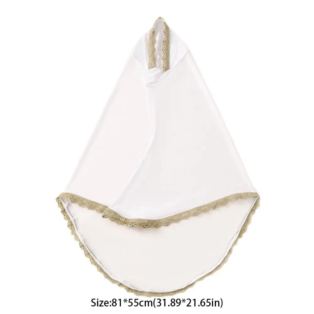 Élégant brodé dentelle style ethnique écharpe bandana long hijabs châle malaisien mince enveloppes châle femme