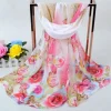 foulard en soie produit mode rétro automne paon plume rose mousseline de soie longue polyvalent haut de gamme petite dame populaire cadeau de mariage