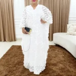 Femmes musulmanes dubaï Abaya robes longues manches chauve-souris 3D Floral solide ample Tradition africaine Robe Robe Eid Robe de soirée modeste