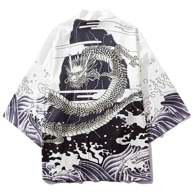 Anime Dragon Print Cosplay Cardigan pour hommes et femmes, Haori EntreMiTop, Kimono traditionnel adulte, Style japonais, Samouraï, Été