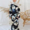 femmes robe abaya fleur dubaï arabe imprimé msulim eid jalabiya ramadan robes largos islam manches évasées longue robe maroc 2025