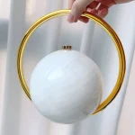 Mode mariée perle blanc rond métal or femmes luxe soirée Banquet pochette de mariage sac à main fête jour sac à main