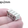 100 pièces/lot 6x2mm aimants ronds forts pour réfrigérateur, bricolage, construction, scientifique, artisanat, éducation 6*2mm