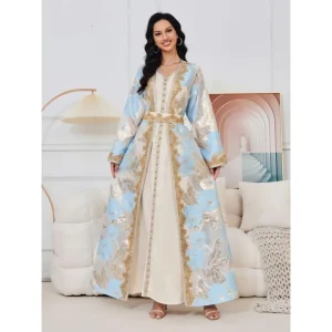 Robe de soirée en dentelle arabe pour femmes, col en V, perles lourdes, ligne a musulmane, délicate, bal d&rsquo;anniversaire, élégante, 2 pièces, personnalisée, dubaï